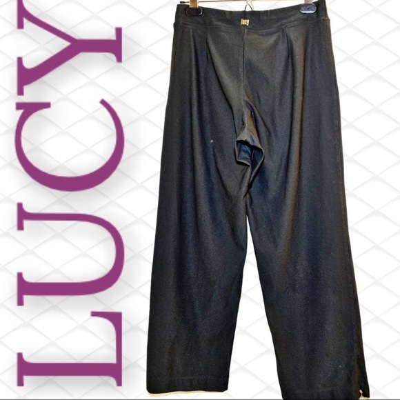 LUCY Everyday Black Classic Stretchy High Rise Wide Leg Capri Yoga Pants, Small - Picture 3 of 9
